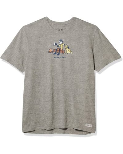 Life Is Good. Vintage Crusher Graphic T-shirt Happy Hour Camping - Gray
