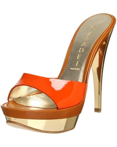 Casadei 8450 High Heel Mule Sandal,orange Patent,9 M