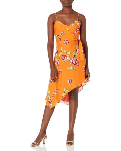 Parker Monroe Floral Print Sleeveless Dress - Orange