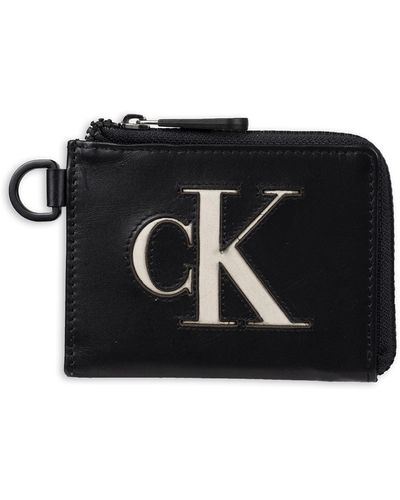 Calvin Klein Rfid Leather Slim Minimalist Card Case Wallet Sets - Black