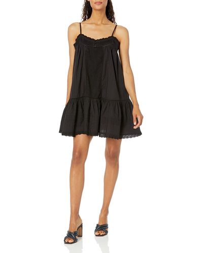 Lucky Brand Drop Waist Embroidered Mini Dress - Black