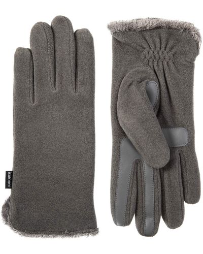 Isotoner S Stretch Fleece Touchscreen Texting Cold Weather Gloves With Warm - Gray