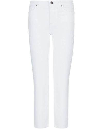 Emporio Armani A|x Armani Exchange Womens Garment Dyed Kick Flare Cropped Denim Pants Jeans - White