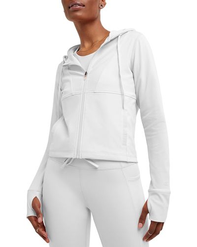 Champion , , Moisture Wicking, Zip-up Athletic Jacket For , White, Medium