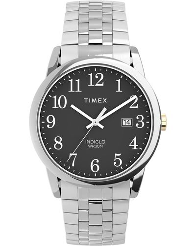 Timex Tone Case Black Dial With Silver-tone Expansion