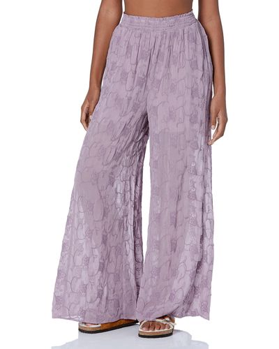 Guess Dexie Embroidered Palazzo Pants - Purple