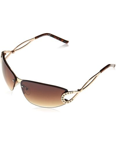 Rocawear Womens R3265 Stylish Uv Protective Rhinestone Metal Oval Sunglasses Gifts For With Flair 69 Mm - Metallic
