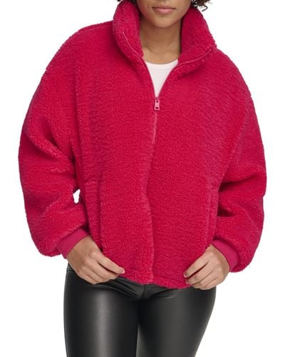 Levi's Sherpa Zip Up Teddy Jacket - Red