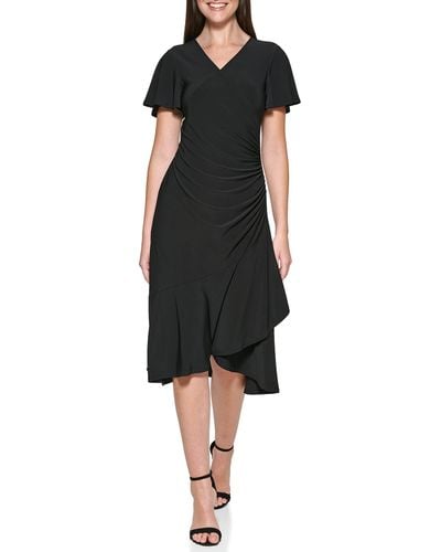 Kensie Basic Essentials Wrap Midi Dress - Black