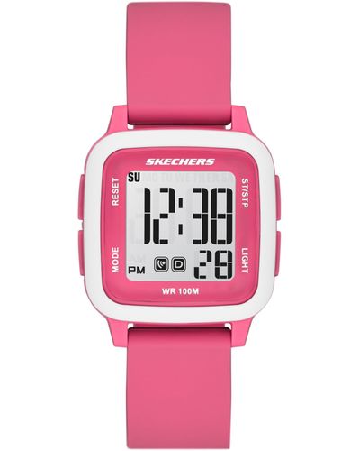 Skechers Holmby Digital Pink Silicone Watch
