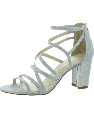 Jessica Simpson S Stassey Strappy Evening Sandals Silver 8.5 Medium - Blue
