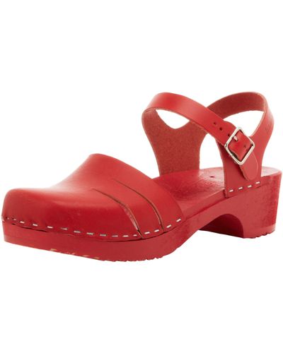 Swedish Hasbeens Baskemolla Clog,red/red,6 M Us
