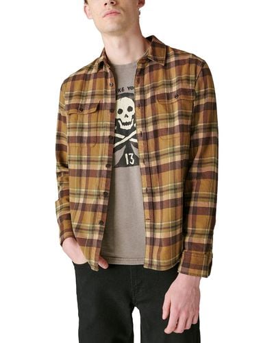 Lucky Brand Workwear Cloud Soft Long Sleeve Flannel - Brown