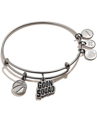 ALEX AND ANI As21ebsj03rth,space Jam Goon Squad Duo Charm Expandable Bangle Bracelet,midnight Silver,black - Metallic