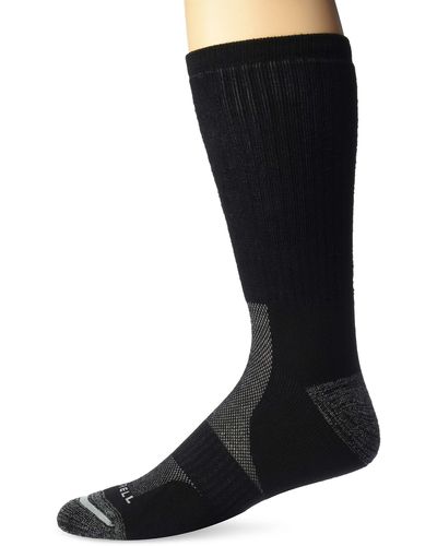 Merrell Premium Wool Work Crew Socks- Arch Support Band And Breathable Mesh Zones - Black