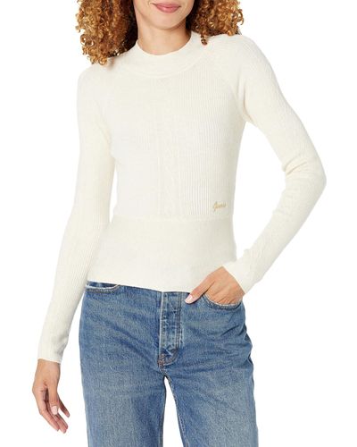 Guess Long Sleeve Turtle Neck Melodie Sweater - White