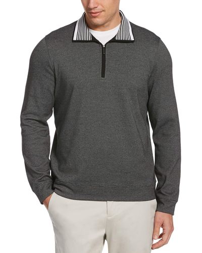 Perry Ellis The Icon Quarter-zip Logo Sweater - Gray