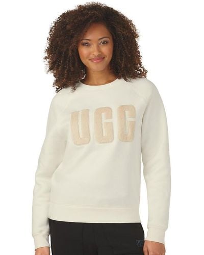 UGG Madeline Fuzzy Logo Crewneck Sweater - White