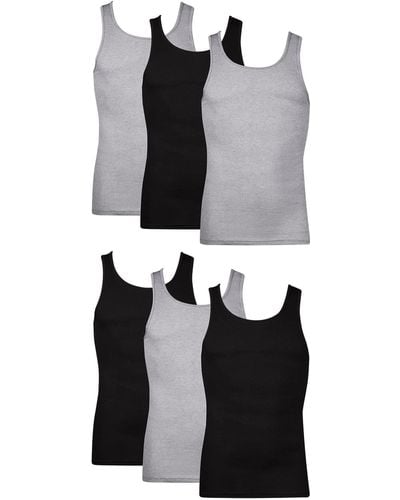 Hanes Mens 6-pack Tagless Cotton Tank Undershirt – Multiple Colors Underwear - Black