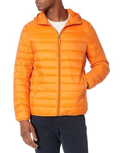Amazon Essentials Lightweight Water-resistant Packable Hooded Puffer Jacket - Orange