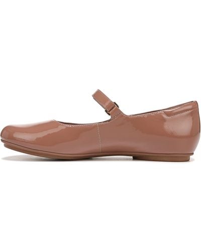 Naturalizer S Maxwell-mj Mary Jane Round Toe Ballet Flats Hazelnut Brown Patent Leather 6 W