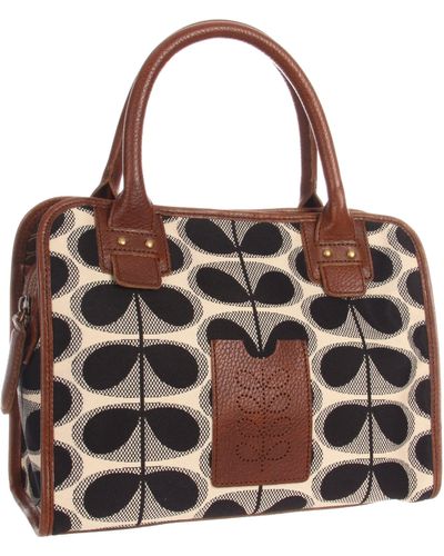 Orla Kiely Oval Stem Jacquard Nancy Shoulder Bag,cream/black,one Size - Brown