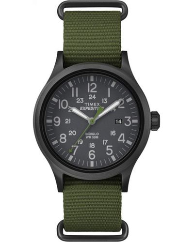 Timex Expedition Scout 40mm Watch – Black Case Black Dial With Green Fabric - Multicolor