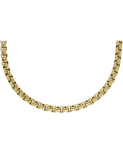Fossil Stainless Steel Gold-tone Box Chain Necklace - Metallic