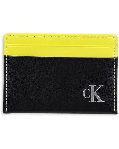 Calvin Klein Rfid Leather Card Case - Yellow