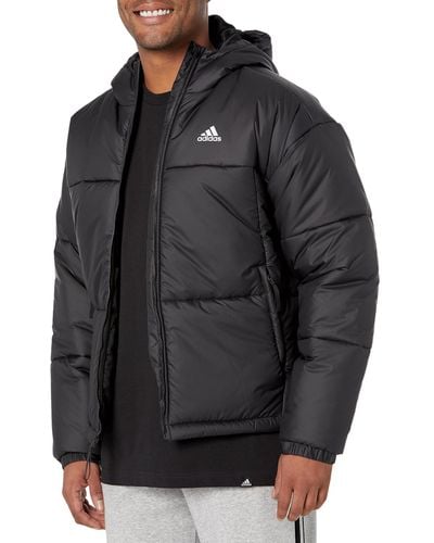 adidas Bsc 3-stripes Puffy Hooded Jacket - Black