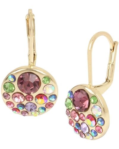Betsey Johnson Mixed Stone Cluster Round Drop Earrings - Metallic