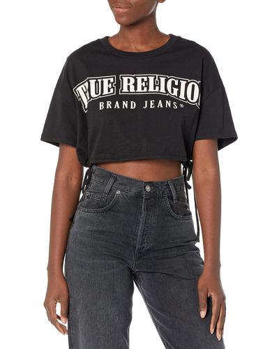 True Religion Stencil Logo Drawcord Top - Black