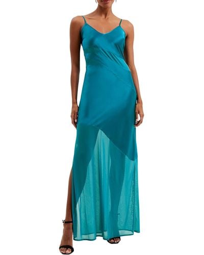 French Connection Inu Satin Strappy Dress - Blue