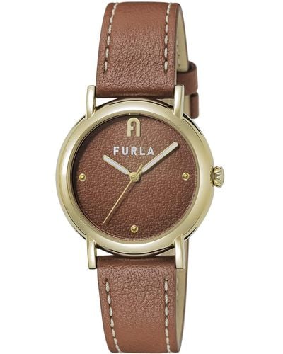 Furla Brown Leather Strap Watch