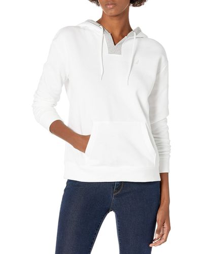 Nautica Womens Classic Fit Split Neck Hoodie Hooded Sweatshirt - White