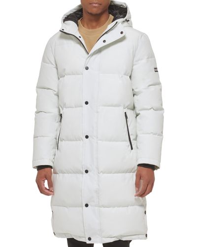 DKNY Arctic Cloth Hooded Extra Long Parka Jacket - Gray