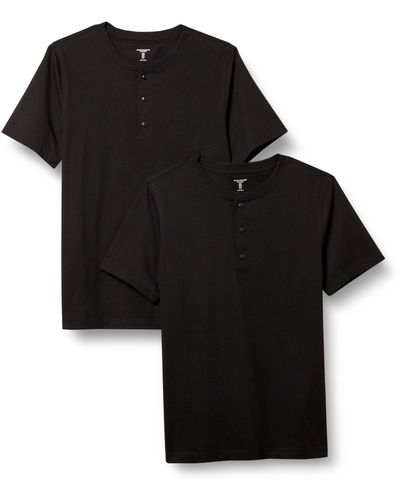 Amazon Essentials Slim-fit Short-sleeve Jersey Henley - Black