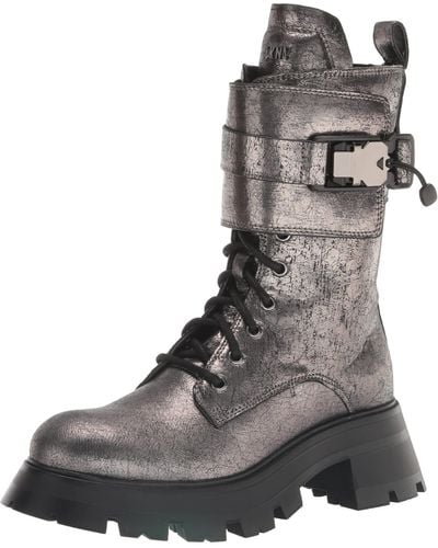 DKNY Lace-up Lug Sole Combat Boot - Black