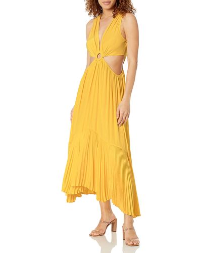 Ramy Brook Hatyie V Neck Cutout Dress - Yellow