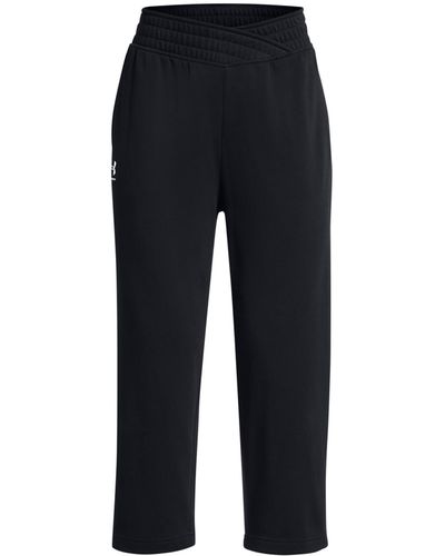 Under Armour Rival Terry Wide Leg Crop Pants, - Black