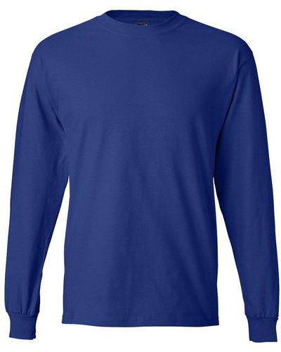 Hanes Long Sleeve Beefy-t Shirt - Blue