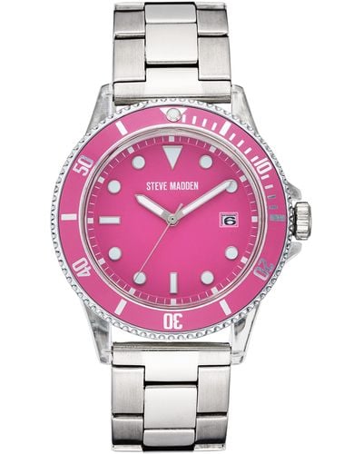Steve Madden Date Function Bracelet Watch - Pink