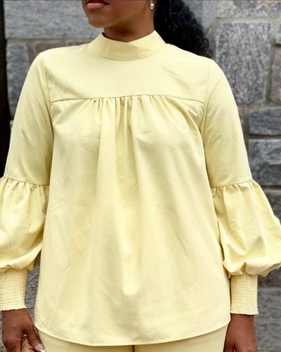 Brady Oversized Long Sleeve Top Butter Yellow