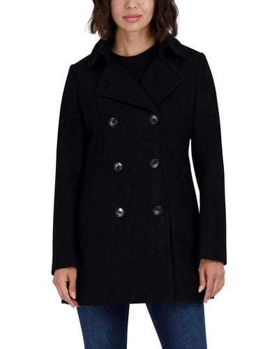 Nautica Double Breasted Peacoat With Removable Hood - Black