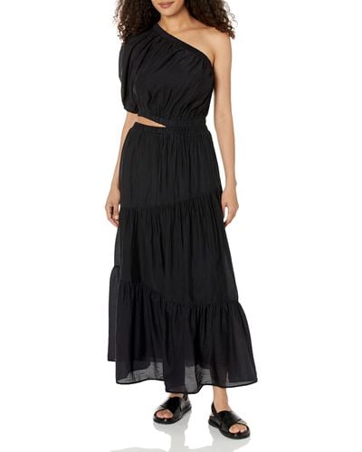 Velvet By Graham & Spencer Womens Crista Silk Cotton Voile One Shoulder Casual Dress - Black