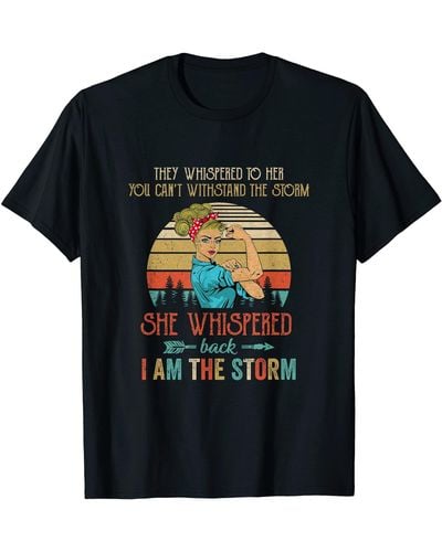 Perry Ellis She Whispered Back I Am The Storm Black Strong Vintage T-shirt