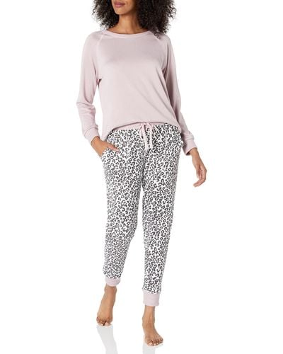 Splendid Pullover Pajama Top And Jogger Sweatpant Sleep Set - Multicolor
