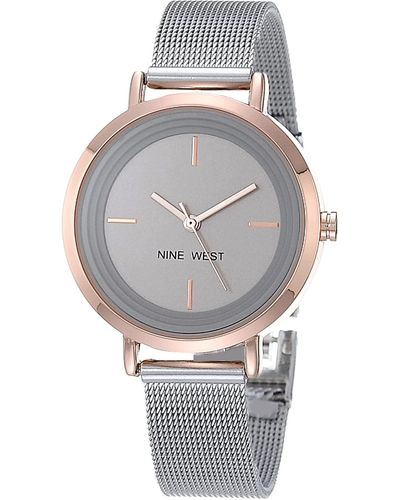 Nine West Mesh Bracelet Watch - Gray