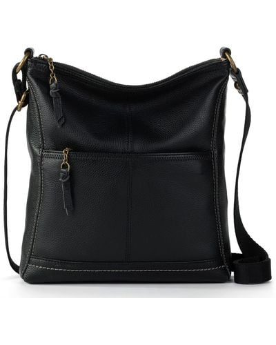 The Sak S Iris Crossbody In Leather Casual Purse With Adjustable Strap Zipper Pockets - Black