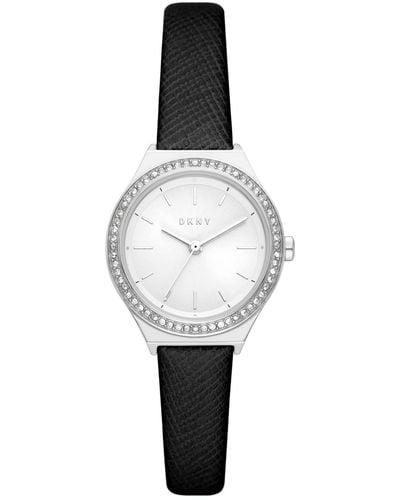 DKNY Parsons Quartz Stainless Steel And Leather Watch - White